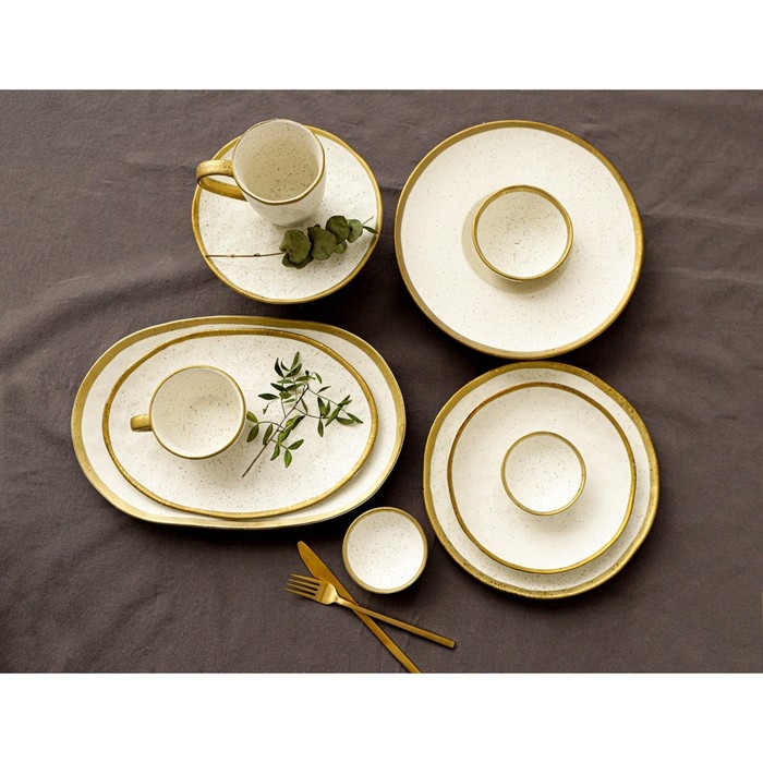 Блюдо фарфоровое сервировочное Magistro Poursephona, 30,7&times;21,5 см, цвет бежевый