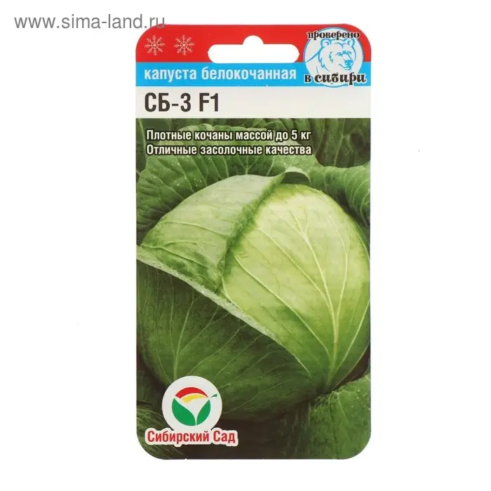 Семена Капусты белокочанной "СБ-3", F1, 25 шт.