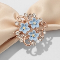 Кольцо для платка &laquo;Цветы незабудки&raquo;, цвет голубой в золоте