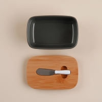 Маслёнка SL Home &laquo;Каса Перфекто&raquo;, с ножом для масла, бамбуковая крышка, 15&times;10&times;5,5 см