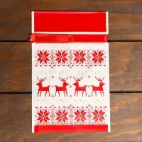 Пакет полиэтиленовый подарочный, с завязками &laquo;Новогодний узор&raquo;, 15&times;23 см