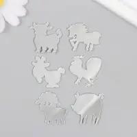 Декор для творчества пластик зеркальный "Животные на ферме" набор 6 шт