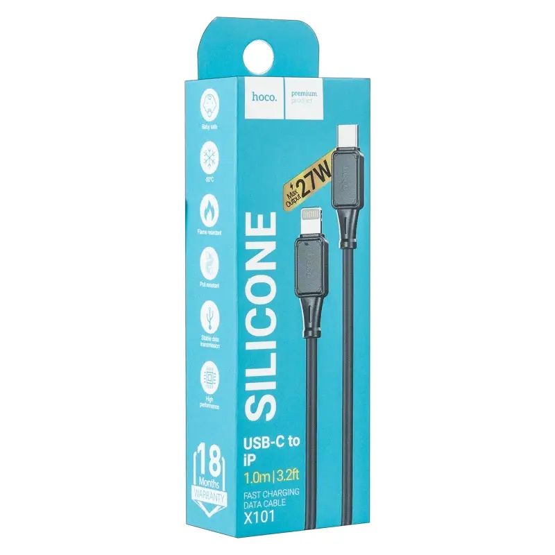 Кабель X101 Type-C на Lightning 1M 27W HOCO черный
