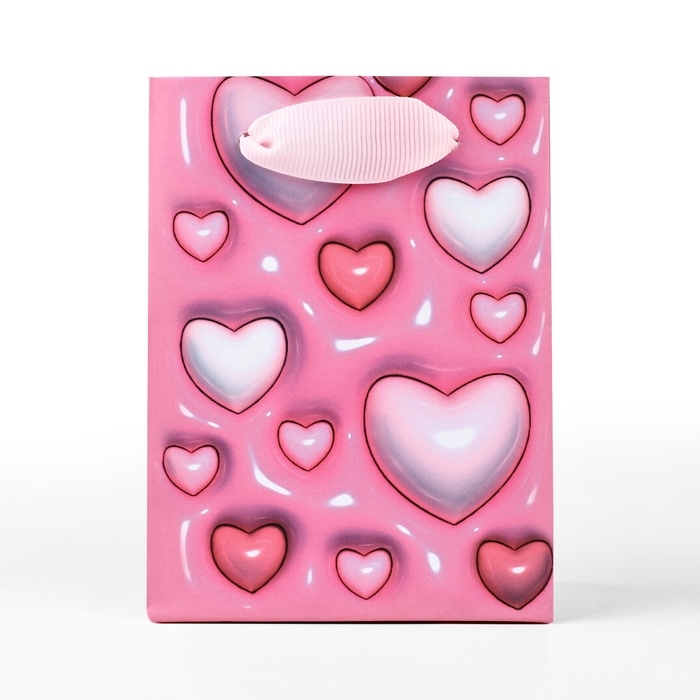 Пакет ламинированный &laquo;Сердца&raquo;, 9 &times; 12 &times; 6,5 см