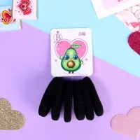 Резинки для волос &laquo;Авокадо лав&raquo;, набор 6 шт., крутышка, 4 см, чёрные