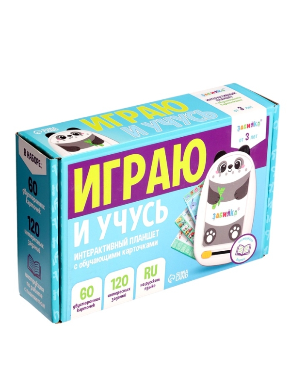 Интерактивный планшет с карточками "Панда" русская озвучка, 60 двустронних карточек