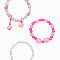 Браслет детский &laquo;Выбражулька&raquo;, 3 шт. набор, сердце с подвеской, жемчуг, цветной