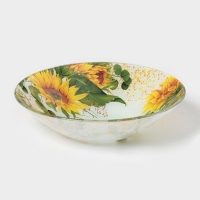 Салатник Доляна &laquo;Подсолнухи&raquo;, d=22,3 см, стекло, рисунок