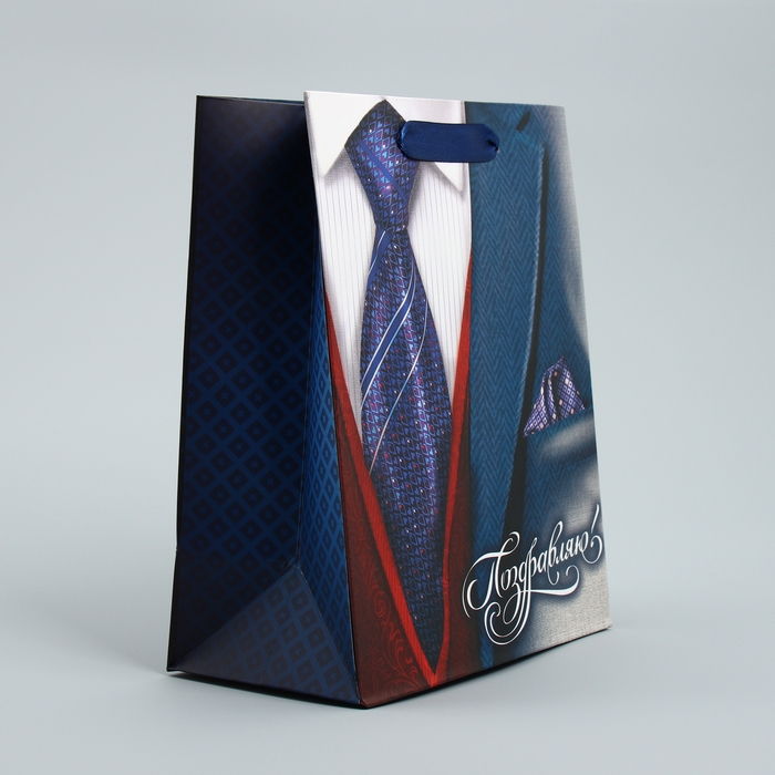 Пакет подарочный ламинированный вертикальный, упаковка, &laquo;Поздравляю!&raquo;, 18 х 23 х 8 см