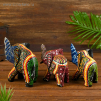 Сувенир дерево "Слон с точечным узором" 15х8х18 см, микс