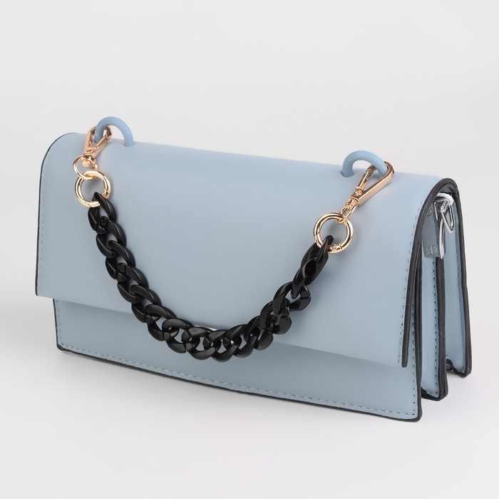 Цепочка для сумки, пластиковая, с карабинами, 23 × 17 мм, 30 см, цвет чёрный/золотой Цепочка для сумки, пластиковая, с карабинами, 23 × 17 мм, 30 см, цвет чёрный/золотой