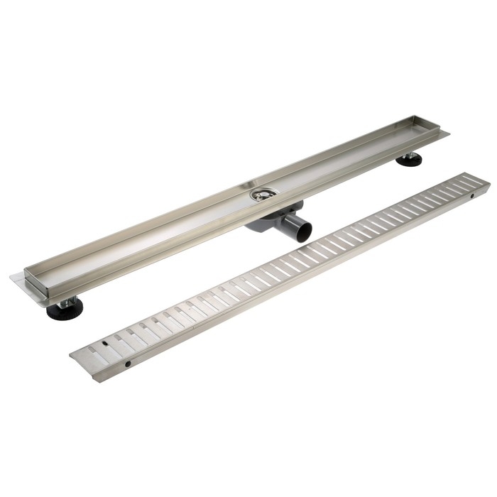 Трап ZEIN engr, c флaнцeм свободного вращ 360&deg;, 7*90 см, d=40/50 мм, нерж сталь, сатин