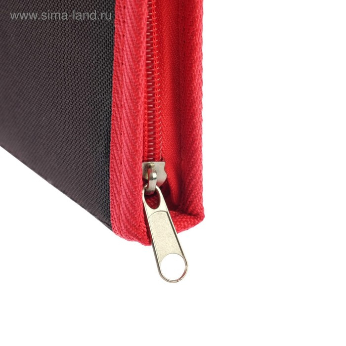 Папка для чертежей и рисунков для художников А2, 640 х 450 х 30 мм, с ручками, текстильная, плечевой ремень, Estado, чёрная/красная кант