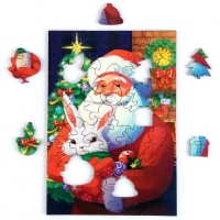 Пазл деревянный фигурный на новый год &laquo;Любимый новогодний волшебник&raquo;, 54 элементов