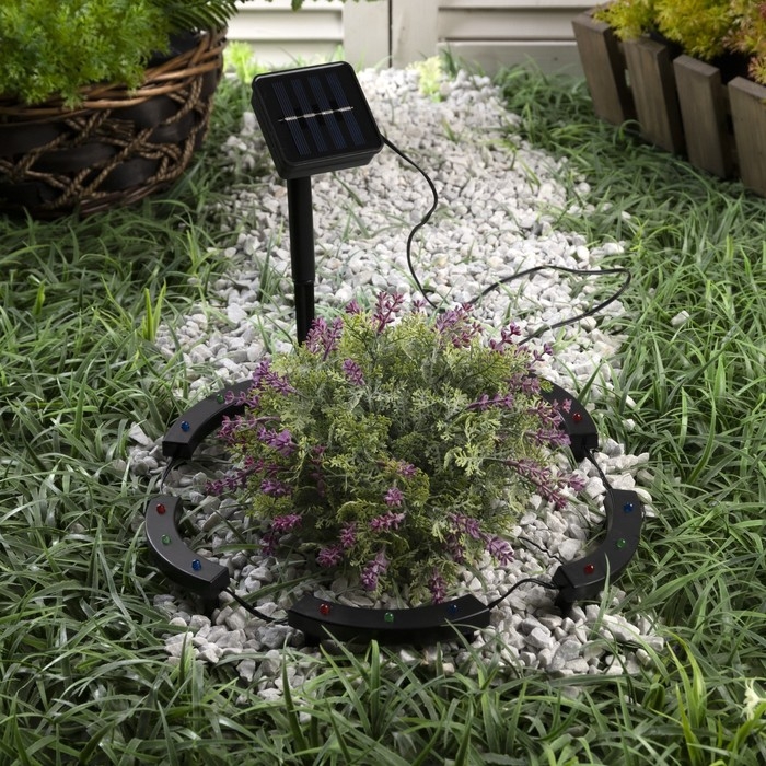 Садовый светильник на солнечной батарее &laquo;Обруч&raquo;, 15 LED, свечение мульти