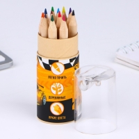 Набор цветных карандашей мини в тубусе &laquo;Гонки&raquo;, 12 шт, с точилкой