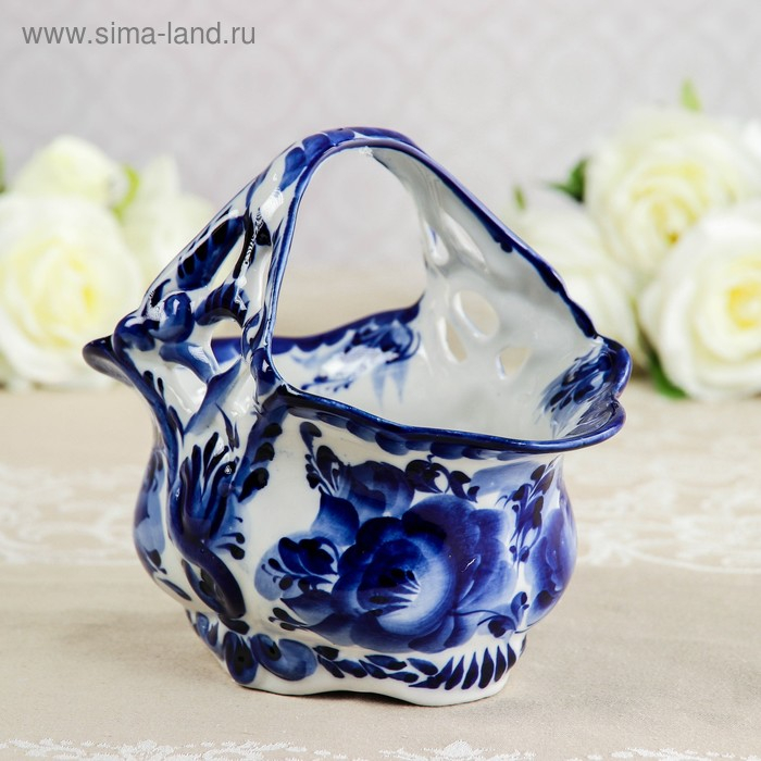 Конфетница &laquo;Весна&raquo;, 21&times;13&times;18 см, гжель