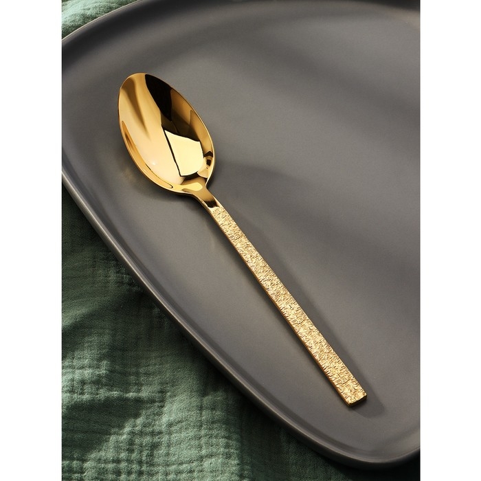 Ложка столовая из нержавеющей стали Magistro &laquo;Олин GOLD&raquo;, длина 19,8 см, на подвесе, цвет золотой