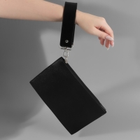 Ручка для сумки, с карабинами, 35 &plusmn; 1 см &times; 3,5 см, цвет чёрный/серебряный