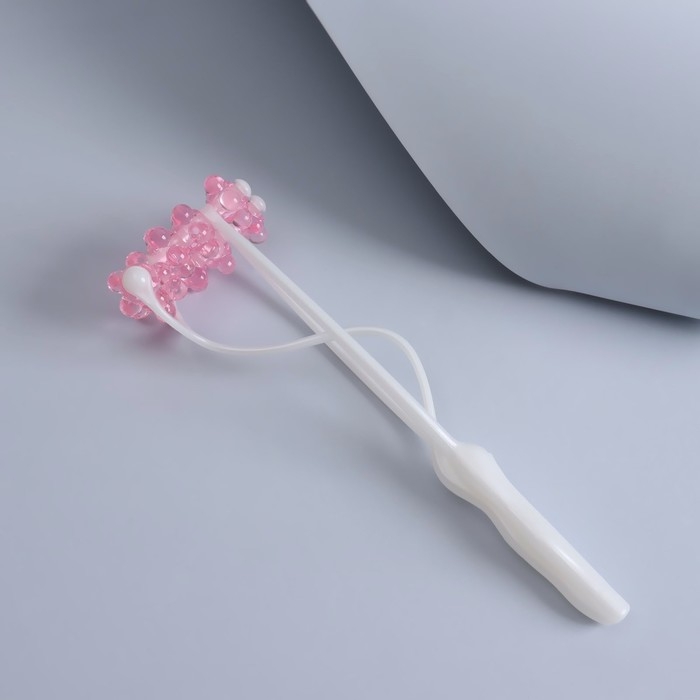 Массажёр для лица и шеи &laquo;Трезубец&raquo;, 23 &times; 5 &times; 2,5 см, цвет белый/розовый