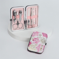 Набор маникюрный &laquo;Нежные пионы&raquo;, 7 предметов, в футляре