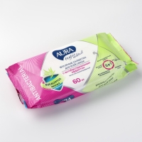 Влажные салфетки Aura Tropic Cocktail, c антибактериальным эффектом, 60 шт.