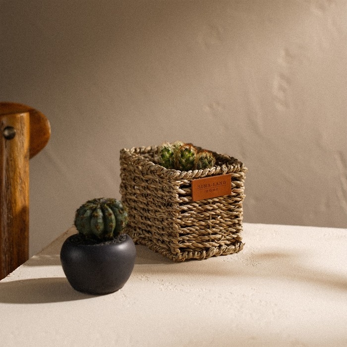 Кашпо ручного плетения из соломы Sima home, 12х8х8,5 см, прямоугольное