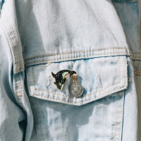 Значок &laquo;Косатка&raquo; созвездие, цвет чёрно-зелёный в золоте