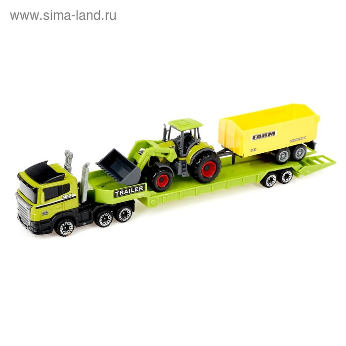 Грузовик металлический &laquo;Ферма&raquo; с трактором, МИКС