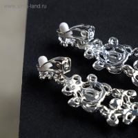Клипсы &laquo;Ажур&raquo; капли с завитками, цвет бело-изумрудный в серебре