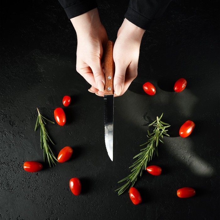 Нож кухонный Доляна &laquo;Эльбрус&raquo;, зубчатое лезвие 11,5 см