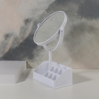 Зеркало с подставкой для хранения &laquo;Овал&raquo;, двустороннее, с увеличением, зеркальная поверхность 13 &times; 16 см, цвет МИКС