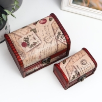 Шкатулка сундучок "Цветочное панно" (набор 2 шт), 10,5&times;10,5&times;15,2 см