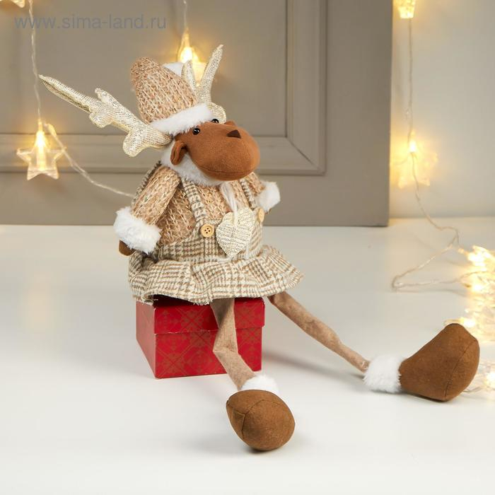 Кукла интерьерная "Лосик-девочка в сарафане в клеточку" 56х13х19 см