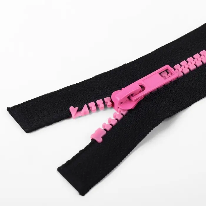 Молния &laquo;Трактор&raquo;, №5, разъёмная, замок автомат, 35 см, чёрная, розовая