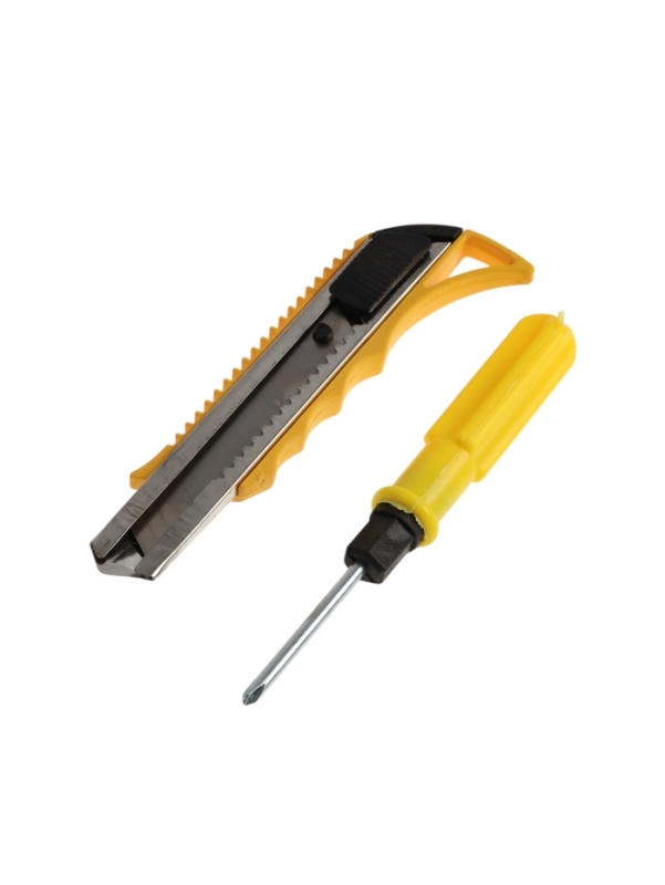 Набор инструментов в блистере ЛОМ, рулетка, отвертка 2 в 1, нож, 3 шт.