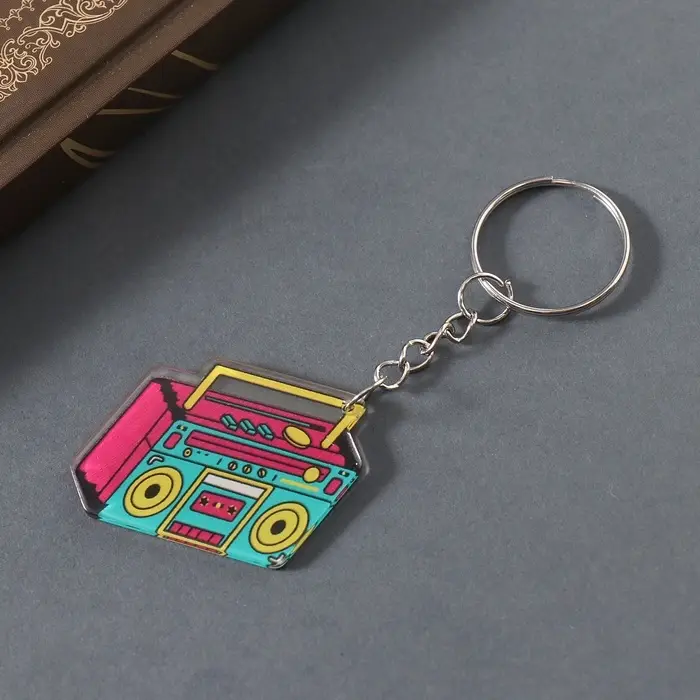 Брелок акрил двусторонний "Магнитофон" 4,1х3х0,2 см