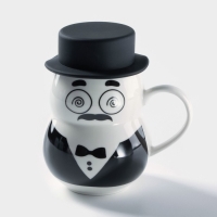 Кружка керамическая с силиконовой крышкой &laquo;Джентльмен&raquo;, 380 мл, рисунок МИКС