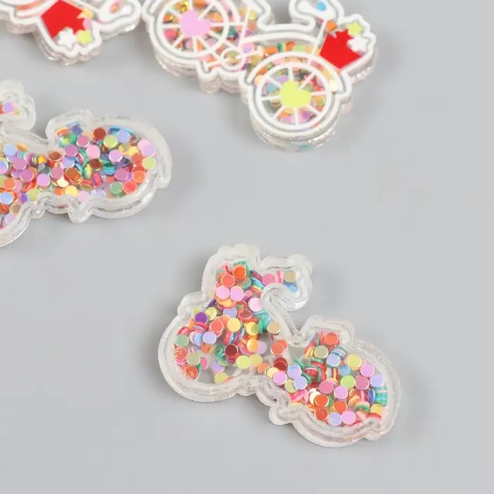 Шейкер для творчества акрил "Велосипед с корзинкой" с глиттером 0,5х4,2х3 см