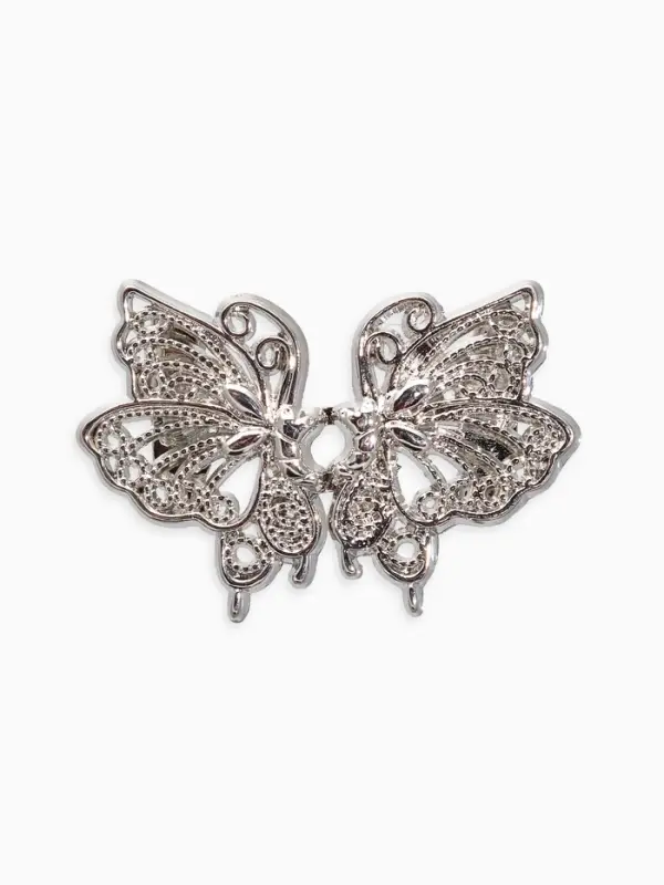 Зажим для кардигана "Ажур" бабоччка, цвет серебро