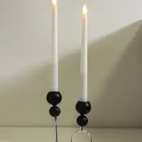 Подсвечник металл,дерево на 2 свечи"Шары.Абстракция"d=2,2 см чёрный и хром11,5х7х16,2 см