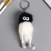 Пушистик на кольце "Лохматый чудик" чёрно-белый 17х4,5х4,5 см