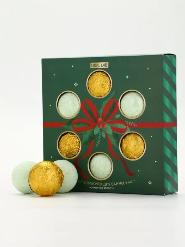 URAL LAB Винтер Мелоди Make A Wish, Набор бомбочек для ванны, 6х40 гр