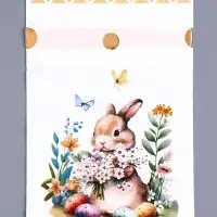 Пакет полиэтиленовый подарочный &laquo;Заяц с цветами&raquo;, с завязками, 15&times;23 см МИКС