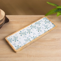 Блюдо прямоугольное " Черепаха и цветы" дерево манго 41х15 см