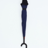 Зонт - наоборот &laquo;Однотон&raquo;, механический, 8 спиц, R = 53/61 см, цвет чёрный/синий