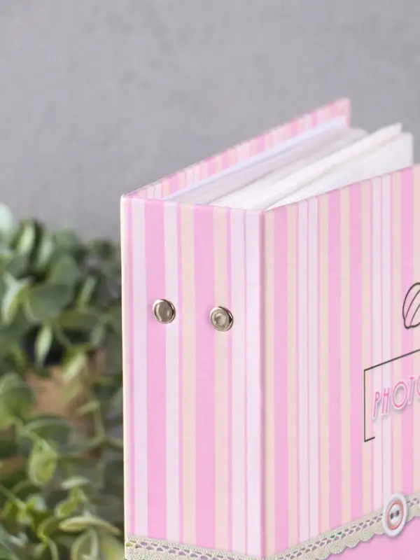 Фотоальбом 200 фото 10X15см, "Три пуговки", розовый, ПП карм.