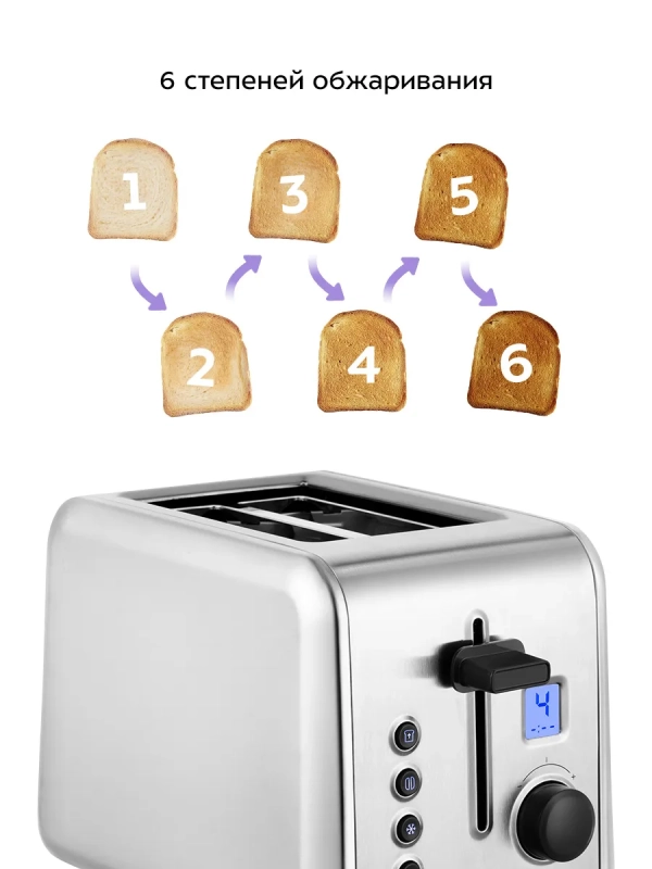 Тостер для хлеба с поддоном для крошек КТ-6412 - 850 Вт
