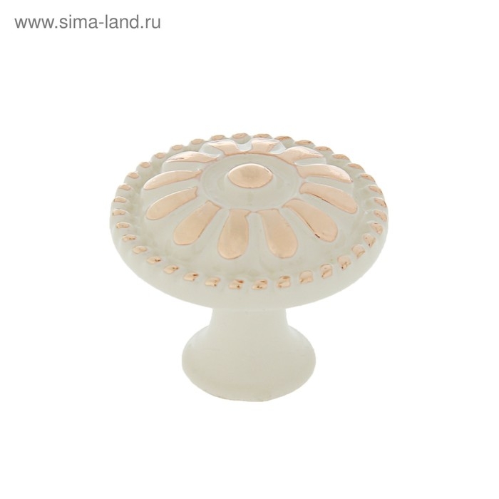 Ручка кнопка РК201, белая, с золотой вставкой, 8 шт TMP