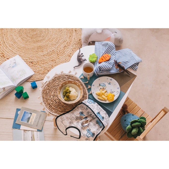 Набор детской посуды из керамики Доляна &laquo;Жирафик&raquo;, 3 предмета: кружка 230 мл, миска 400 мл, тарелка d=18 см